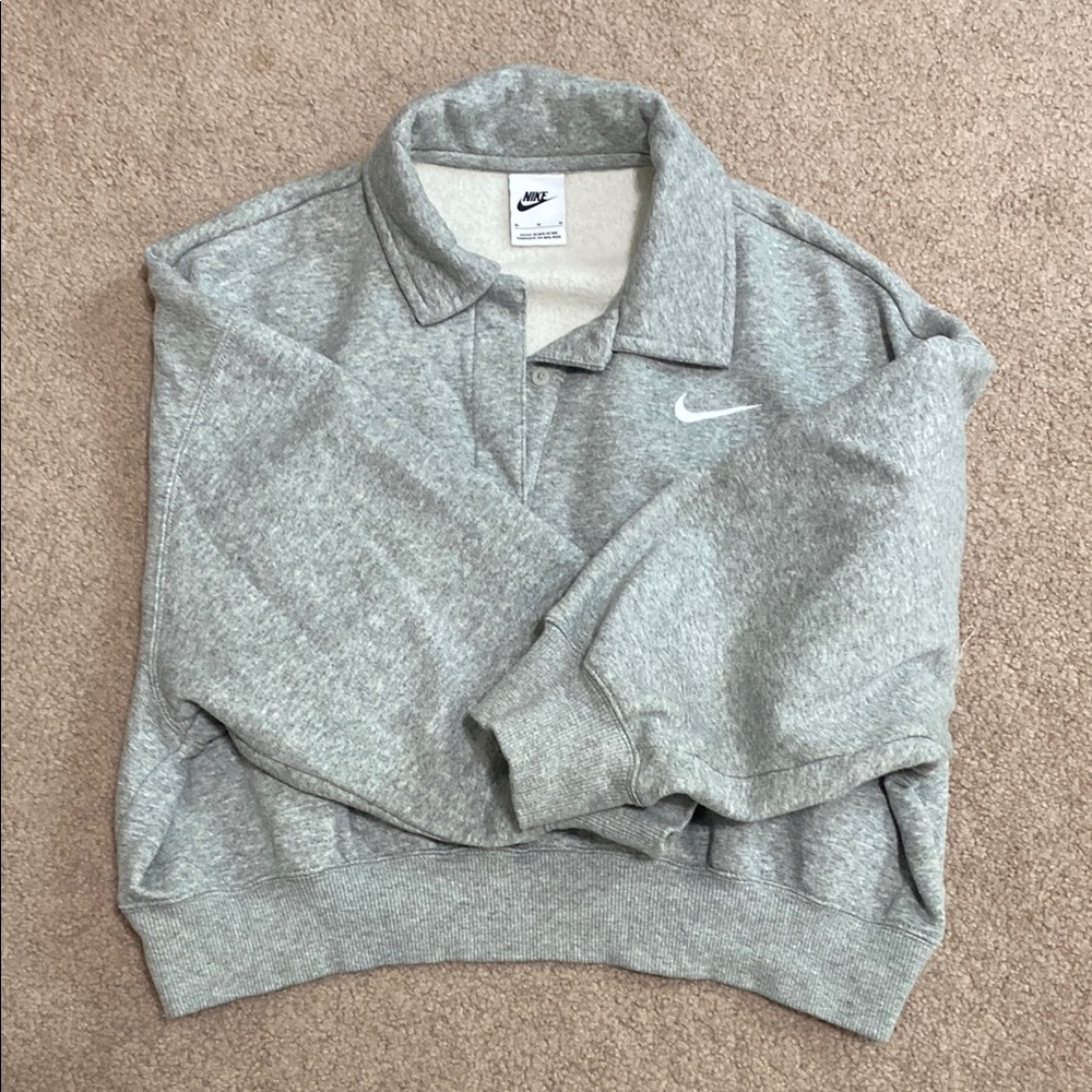 Nike Phoenix Fleece 3/4 Sleeve Cropped Polo Sweatshirt